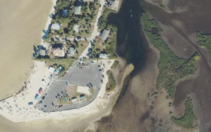 Aerial photo of the area around Alfred A McKethan Pine Island Beach Park, Hernando County