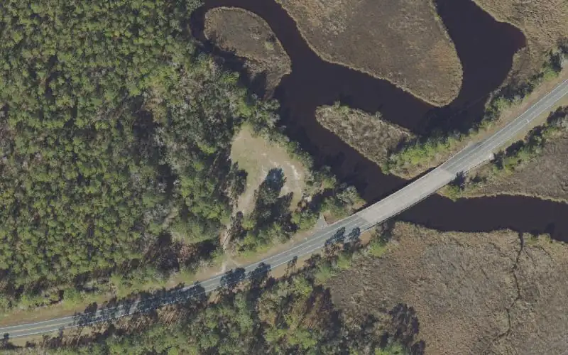 Aerial photo of the area around Apalachicola River Wildlife and Environmental Area - Doyle Creek Landing Public Boat Ramp, Franklin County