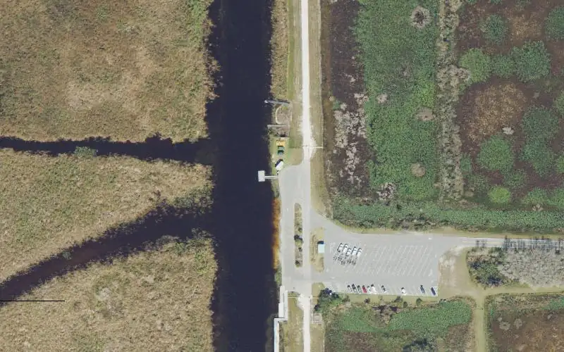 Aerial photo of the area around Arthur R. Marshall Loxahatchee National Wildlife Refuge - Lee Road Visitor Center - Canoe Launch Dock, Palm Beach County