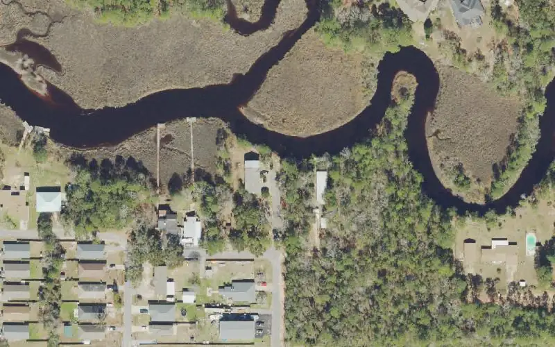 Aerial photo of the area around Avalon Public Boat Ramp #2 CLOSED (No Parking - Not Recommended), Santa Rosa County