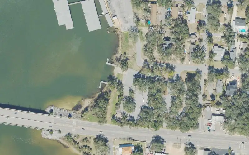 Aerial photo of the area around Bayou Texar Public Boat Ramp, Escambia County