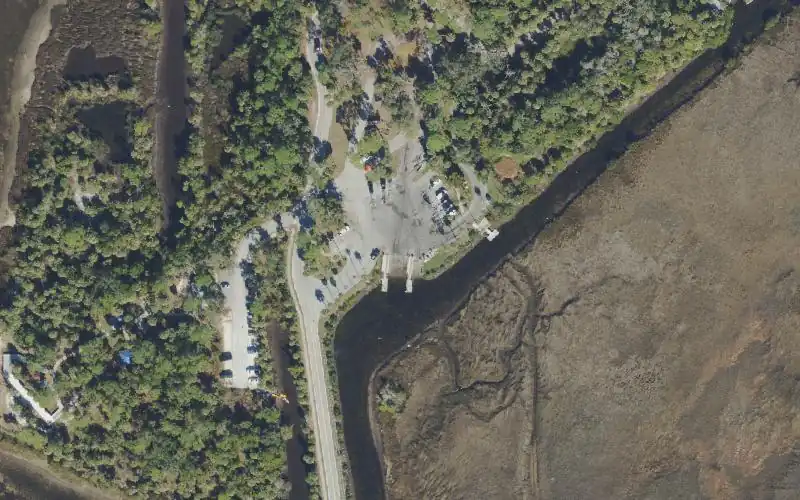 Aerial photo of the area around Bayport Park Boat Ramp, Hernando County