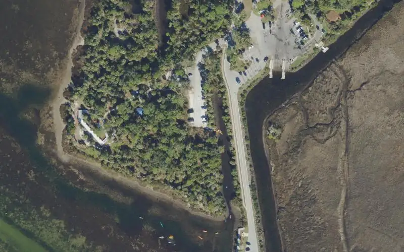 Aerial photo of the area around Bayport Park Canoe Launch, Hernando County