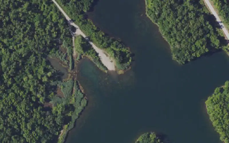 Aerial photo of the area around Bell Lake Ramp #2, Ohio County