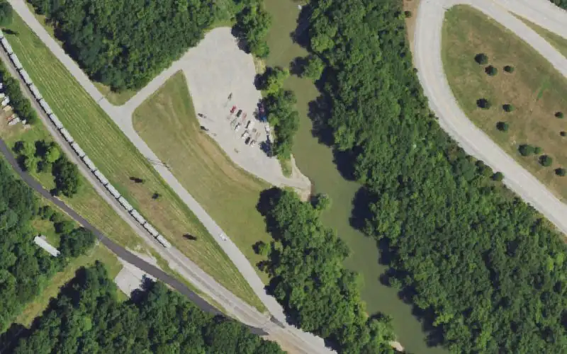 Aerial photo of the area around Benson Creek Boat Ramp, Franklin County