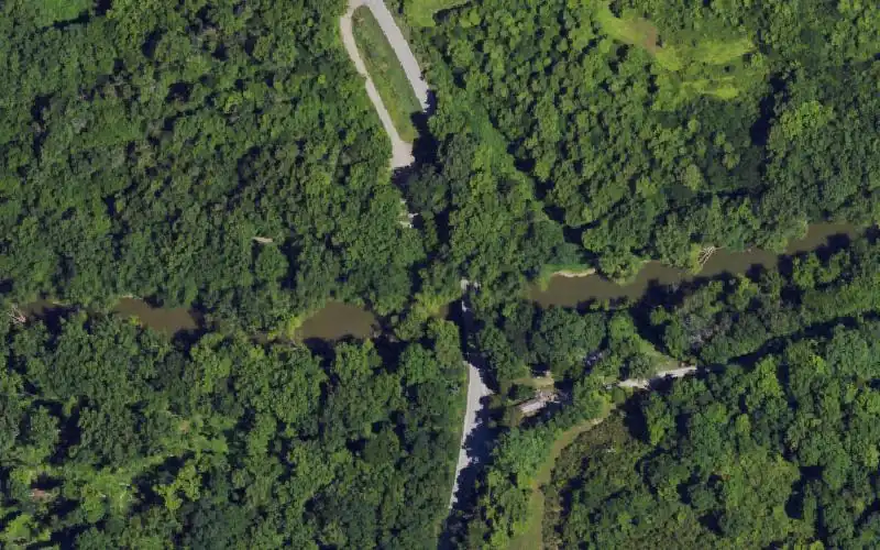 Aerial photo of the area around Big Twin Creek Ramp, Owen County