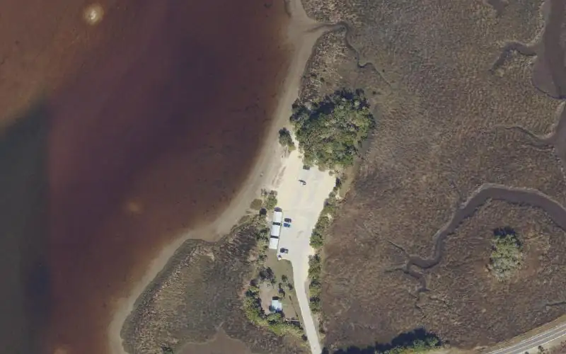 Aerial photo of the area around Bird Creek Park - Highway 40 Gulfside Kayak Beach, Levy County