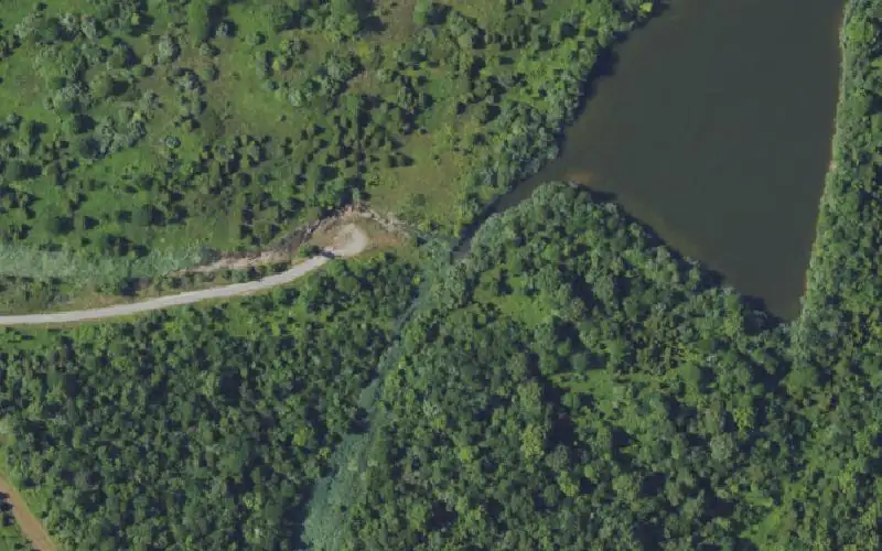 Aerial photo of the area around Bittern Lake Ramp #1, Muhlenberg County