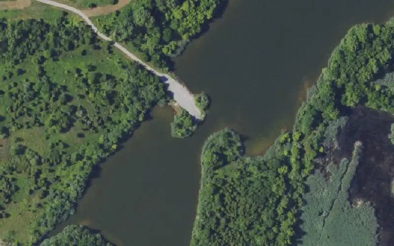 Aerial photo of the area around Bittern Lake Ramp #2, Muhlenberg County