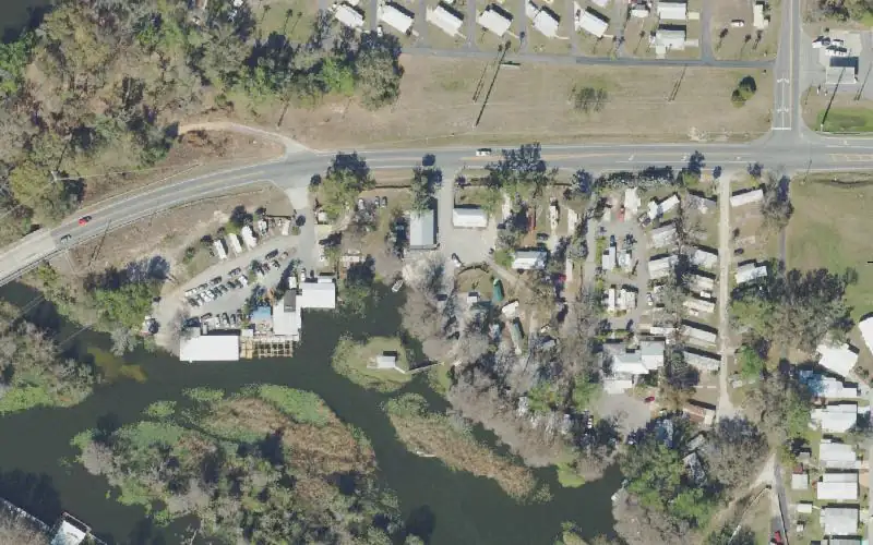 Aerial photo of the area around Black Bass Fishing Resort, Lake County