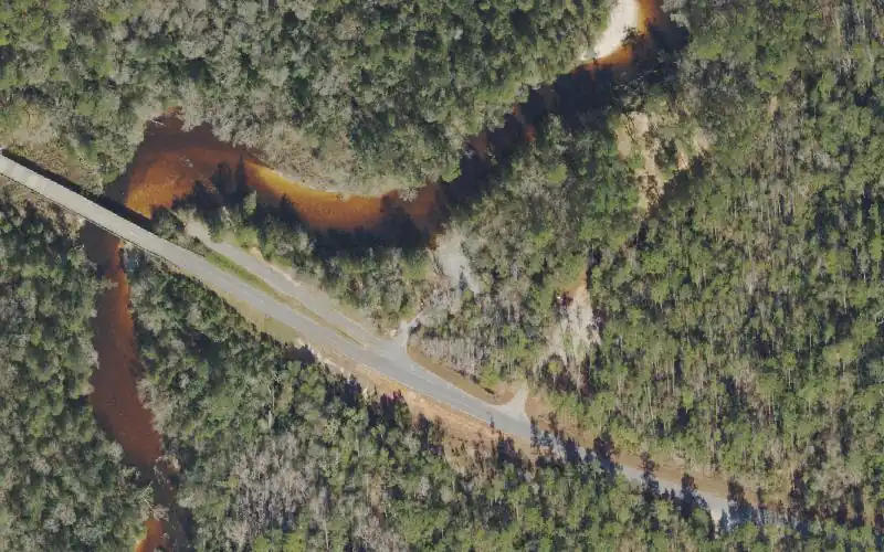 Aerial photo of the area around Blackwater River State Forest - Bryant Bridge Small Boat Launch , Okaloosa County