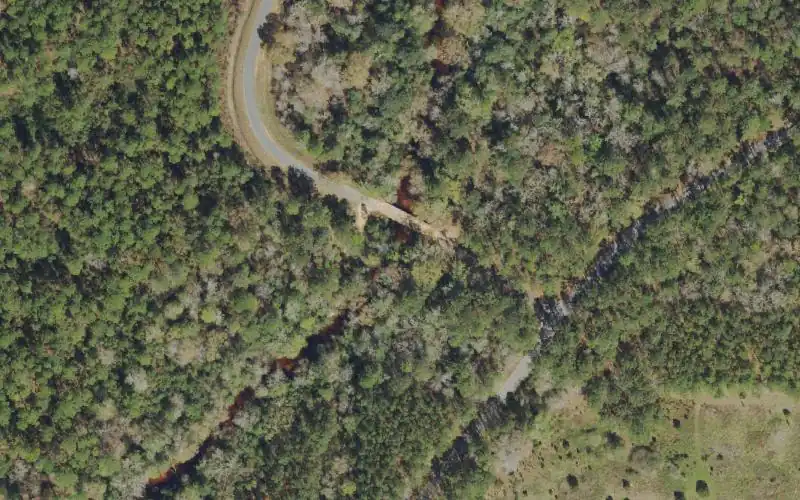 Aerial photo of the area around Blackwater River State Forest - Charles Booker Road Primitive Paddlecraft Access, Okaloosa County