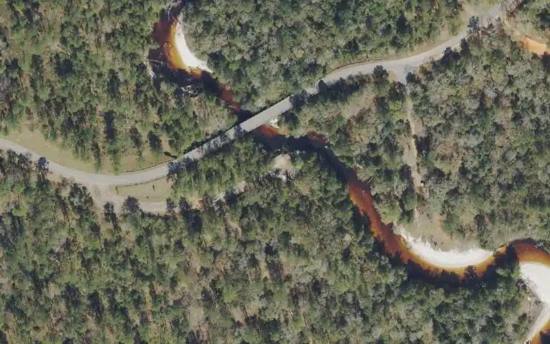 Aerial photo of the area around Blackwater River State Forest - Kennedy Bridge Canoe Launch, Okaloosa County