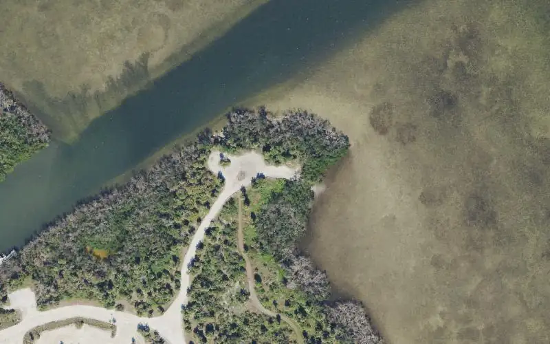 Aerial photo of the area around Blind Pass Beach Park Kayak Access North, Sarasota County