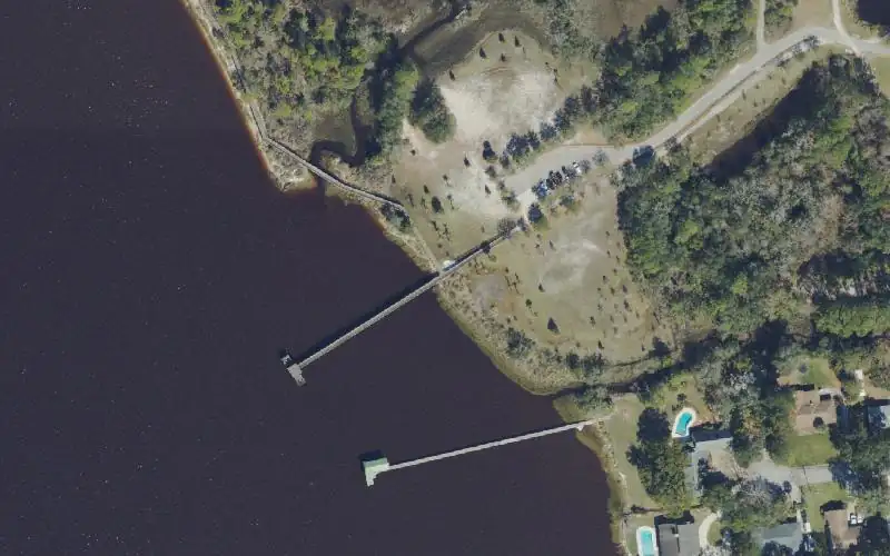 Aerial photo of the area around Blue Cypress Park Canoe Access, Duval County