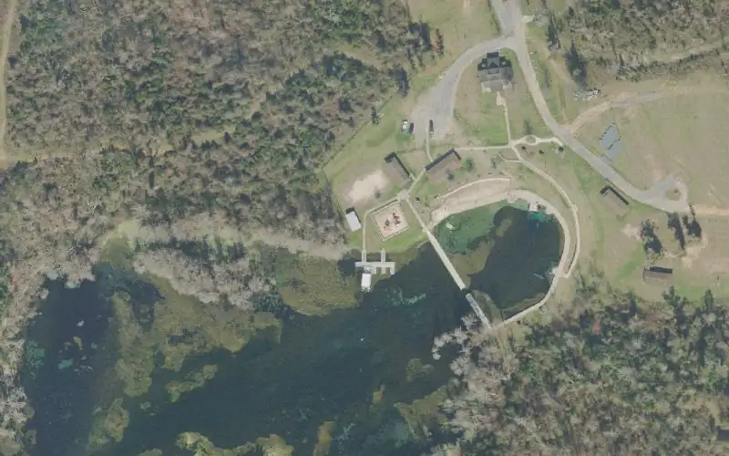 Aerial photo of the area around Blue Springs Recreational Area (Seasonal), Jackson County