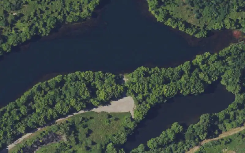 Aerial photo of the area around Bottom Lake, Muhlenberg County