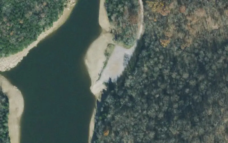 Aerial photo of the area around Boyd Branch Access, Coffee County