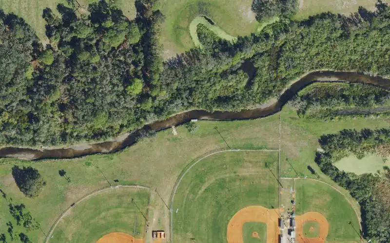 Aerial photo of the area around Braden River Park Kayak Access (Long Portage), Manatee County