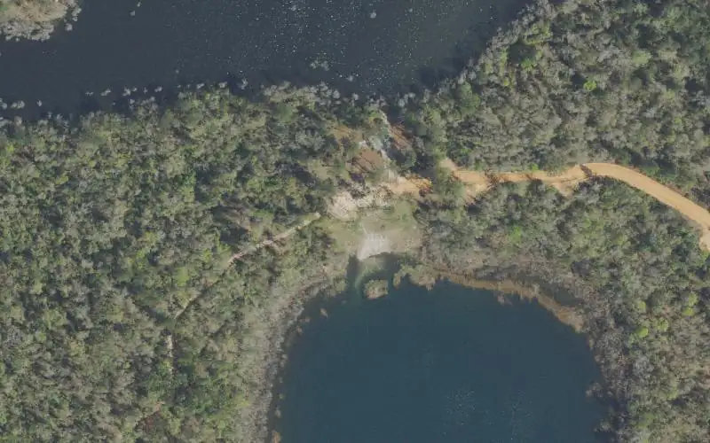 Aerial photo of the area around Bream Lake Primitive Boat Launch, Washington County