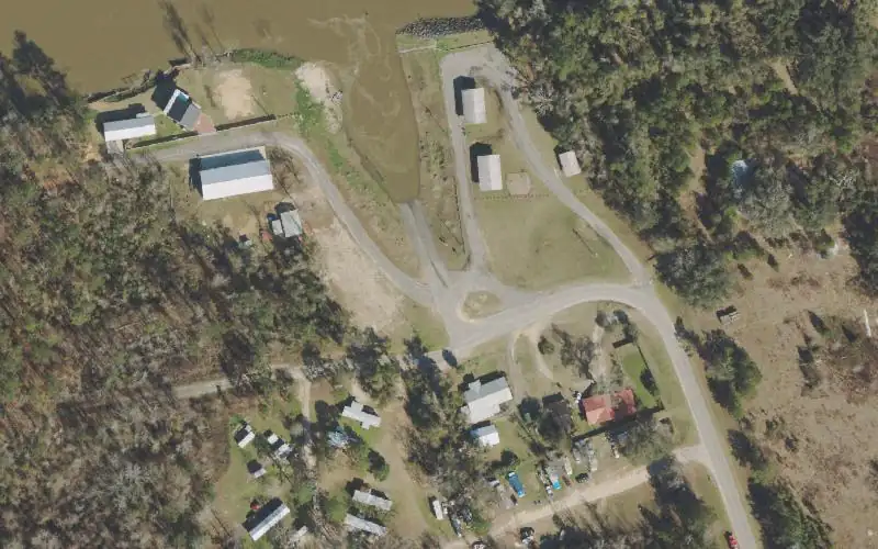 Aerial photo of the area around Bristol Public Boat Ramp, Liberty County