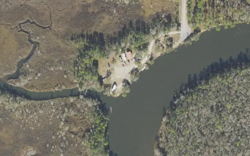 Aerial photo of the area around Brown's Fish Camp, Santa Rosa County