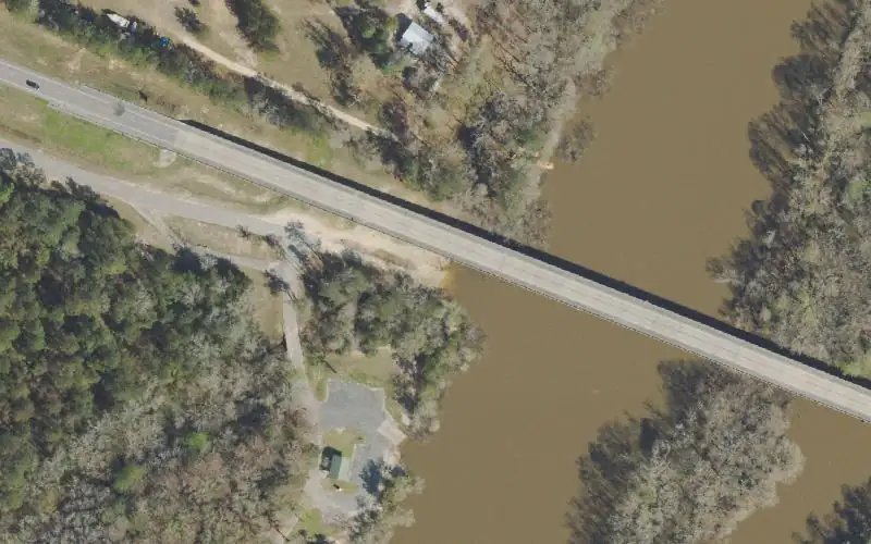 Aerial photo of the area around Bruce / Ebro Landing Public Boat Ramp (Old - Replaced by Cowford Boat Ramp), Walton County