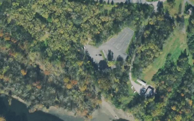 Aerial photo of the area around Buffalo Valley Boat Ramp, DeKalb County
