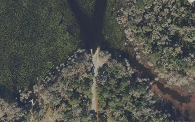 Aerial photo of the area around Bull Headley Landing, Leon County
