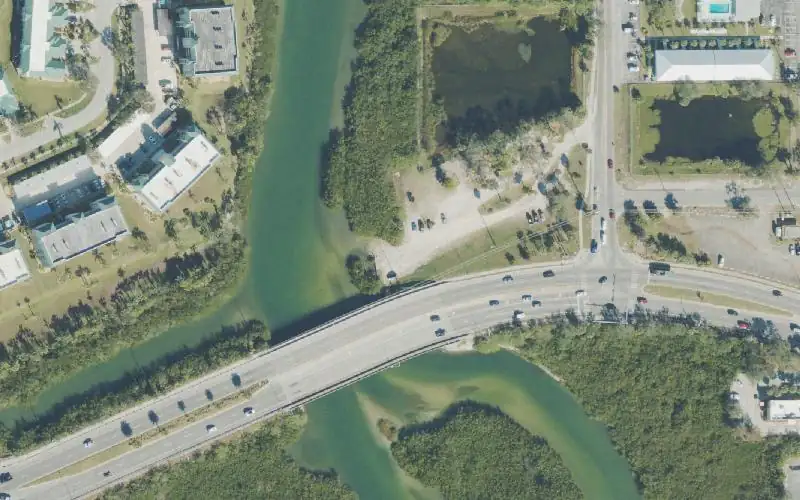 Aerial photo of the area around Callalisa Park Canoe/Kayak Beach, Volusia County