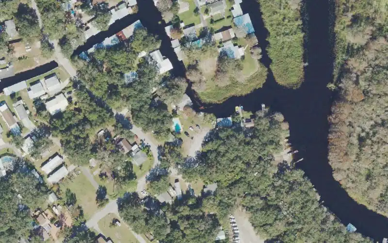 Aerial photo of the area around Camp Lester Fish Camp, Polk County