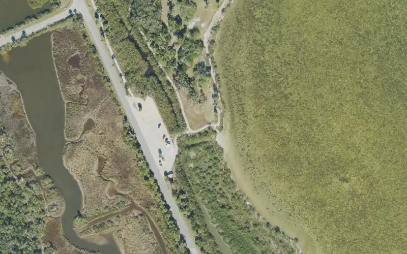 Aerial photo of the area around Canaveral National Seashore - Seminole Rest Historic Site - Kayak Beach, Volusia County