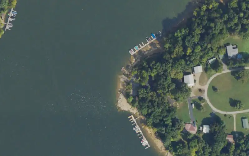 Aerial photo of the area around Cannon's Point Ramp, Breckinridge County