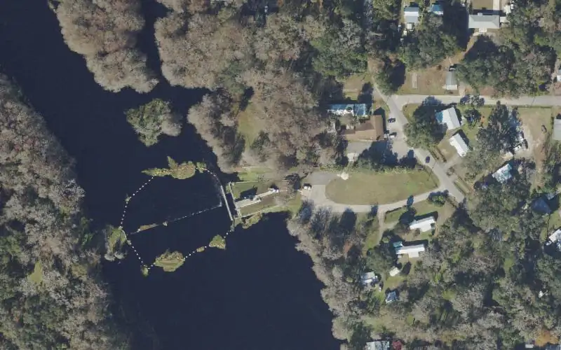 Aerial photo of the area around Carlson's Landing (downstream of Wysong Dam), Sumter County