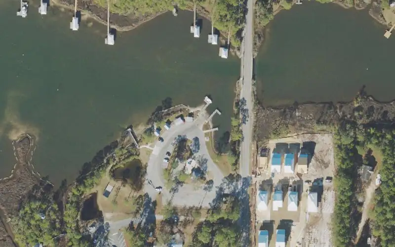 Aerial photo of the area around Charles E Cessna Landing Public Boat Ramp, Walton County