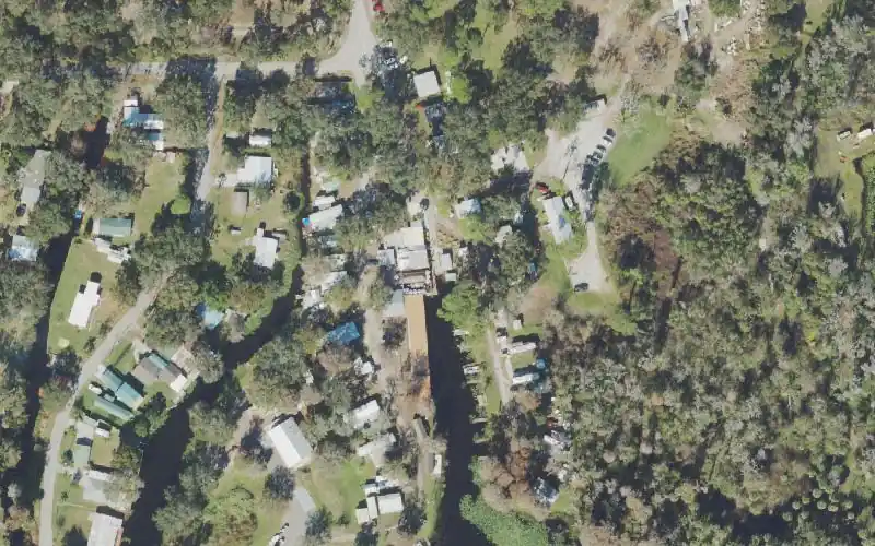 Aerial photo of the area around Cherry Pocket Fish Camp, Polk County