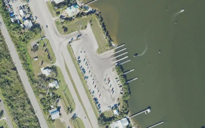 Aerial photo of the area around Christensons Landing Public Boat Ramp, Brevard County