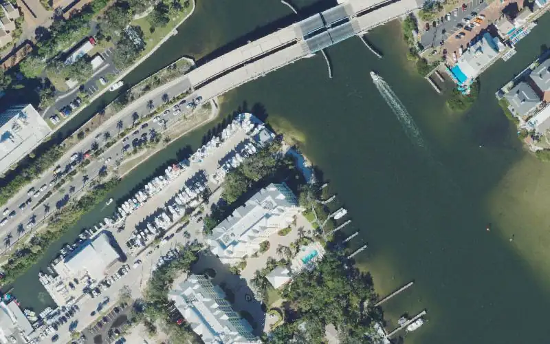 Aerial photo of the area around Christopher Wheeler Park Kayak Access, Sarasota County