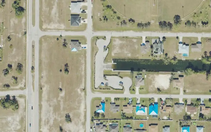 Aerial photo of the area around City of Cape Coral - BMX Strausser Park Public Boat Ramp, Lee County