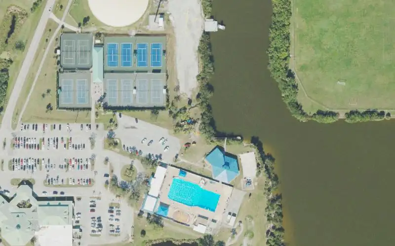 Aerial photo of the area around City of Cocoa Beach Country Club Kayak Launch, Brevard County