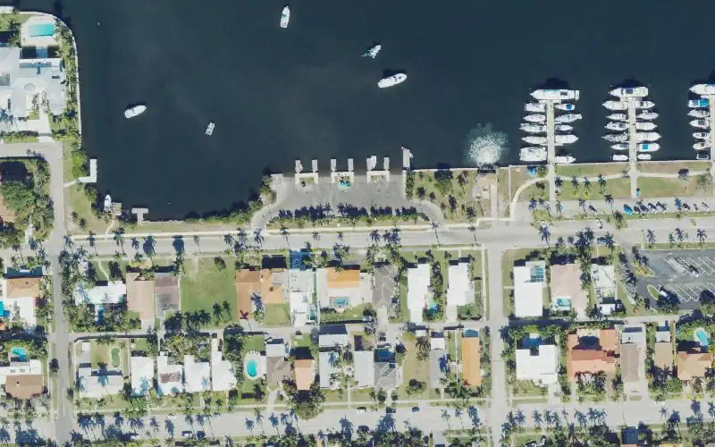 Aerial photo of the area around City of Hollywood Marina - Polk Street Boat Ramps, Broward County