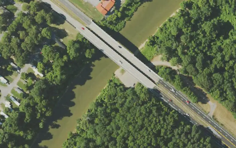 Aerial photo of the area around Clarks River Boat Ramp, McCracken County
