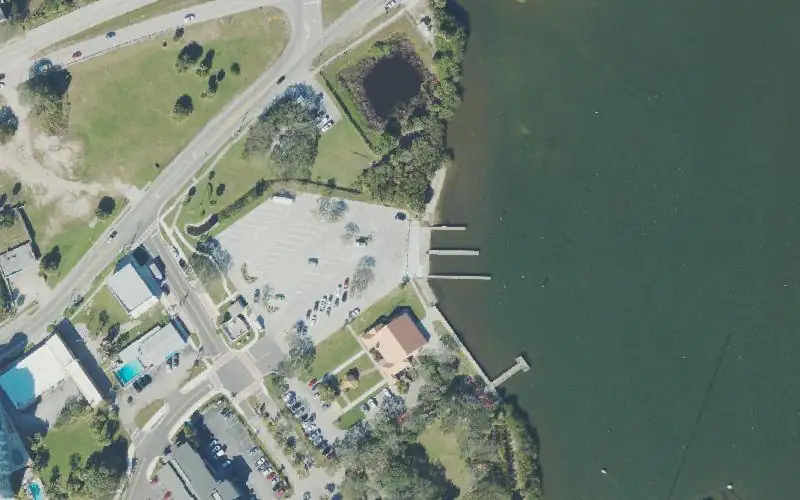 Aerial photo of the area around Claude Edge Front Street Park Boat Ramp, Brevard County