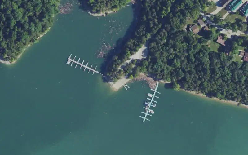 Aerial photo of the area around Clearwater Ramp, Wayne County