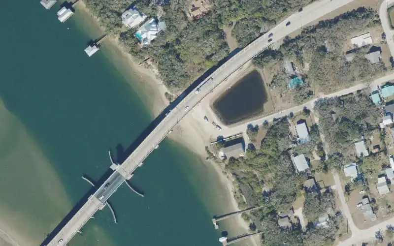 Aerial photo of the area around Coastal Drive Kayak Beach, St. Johns County