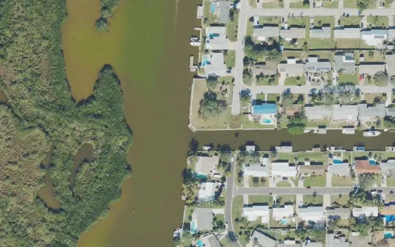 Aerial photo of the area around Cove Park Kayak Dock, Brevard County
