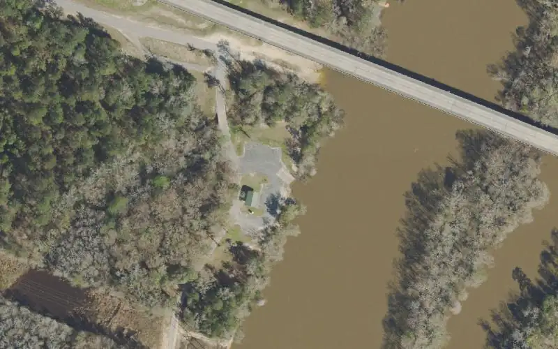 Aerial photo of the area around Cowford Public Boat Ramp and Park (aka. Ebro / Bruce Landing), Walton County
