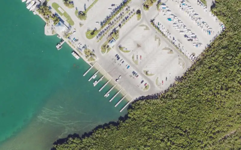 Aerial photo of the area around Crandon Park Boat Ramp, Miami-Dade County