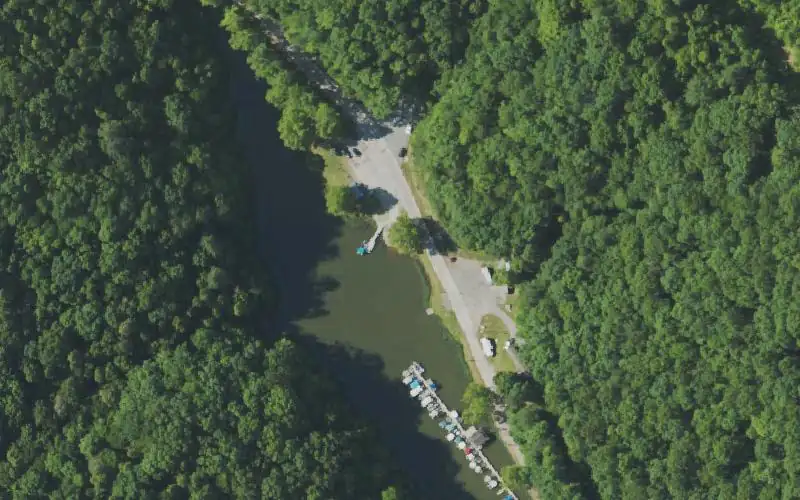 Aerial photo of the area around Cranks Creek Lake Ramp, Harlan County