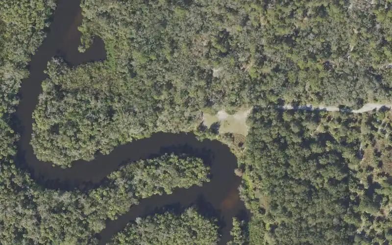 Aerial photo of the area around Cypress Bend Preserve Kayak Launch (Call Ahead to Unlock Gate 772-589-9223), Indian River County